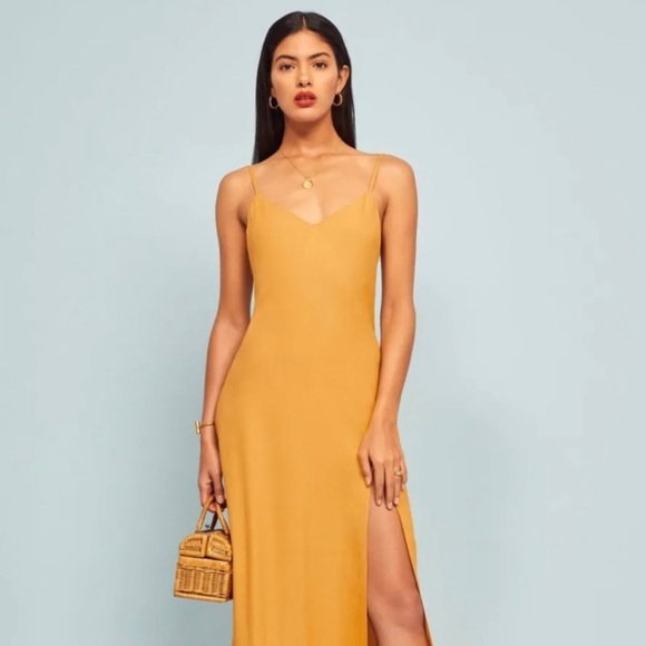 Reformation Dresses Reformation Harlow Dress Mustard Yellow Poshmark